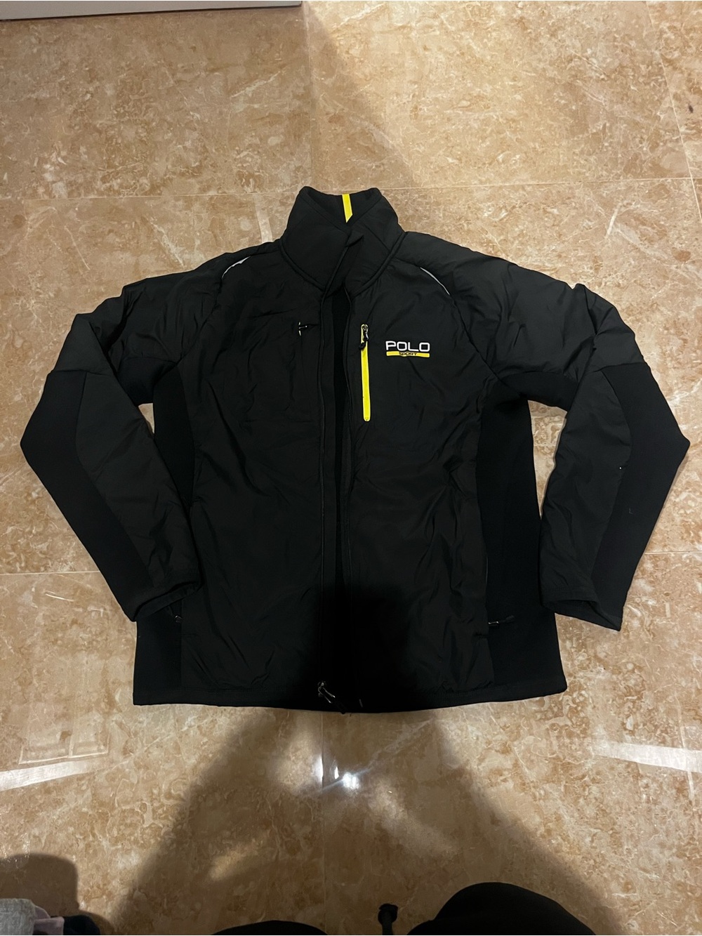 Polo SPORT by Ralph Lauren Black Performance Jacket with Neon Yellow Trim (L)